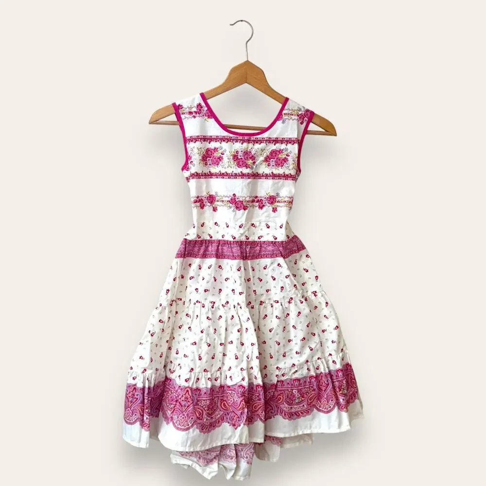 Marat Avignon Sleeveless Tie Back Floral Tulip Paisley High Low Dress 12 Girls